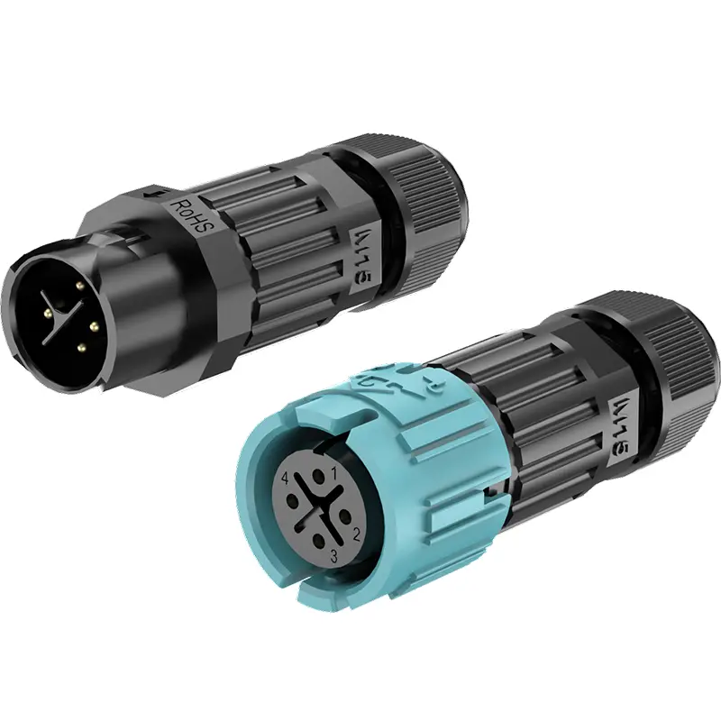 M15MP Circular Plug Connector Automotive Male Female 10A 4 Pins Cable Connector IP68 Waterproof Wire to Wire