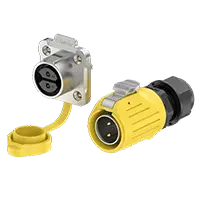 LP20 Yellow 2Pin Solder Type Electrical Waterproof Connectors 20A Power Flange Metal + Plastic