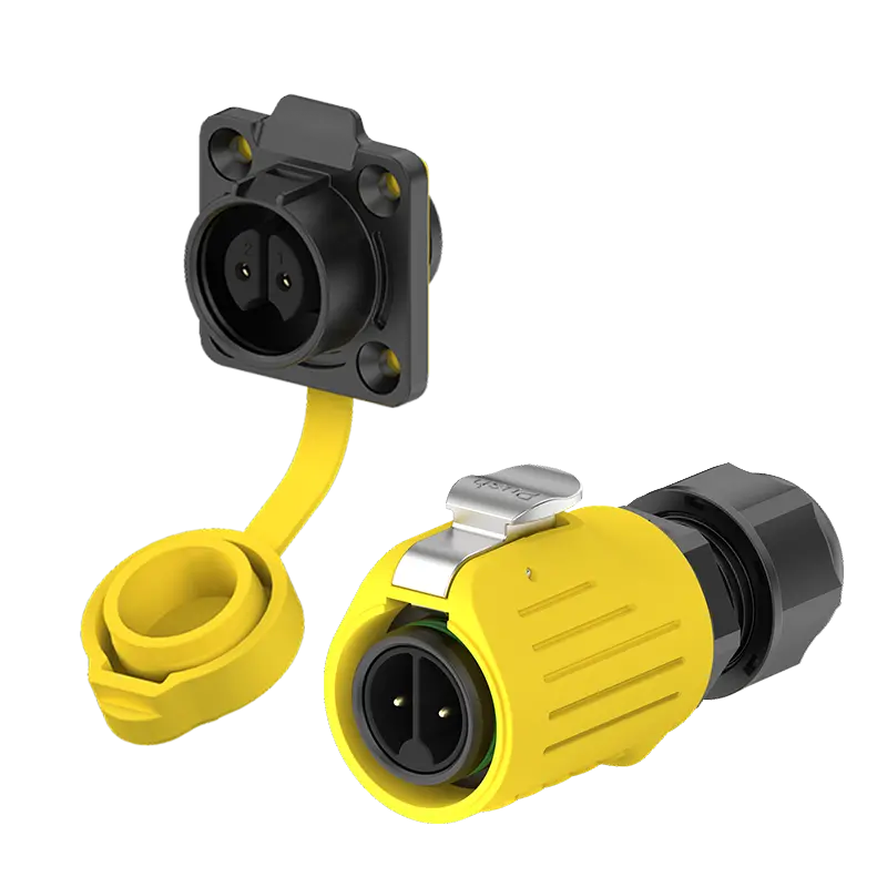 LP16 2Pin Yellow 10A Power Flange Electrical Waterproof Connectors Waterproof Aviation Plug All Plastic