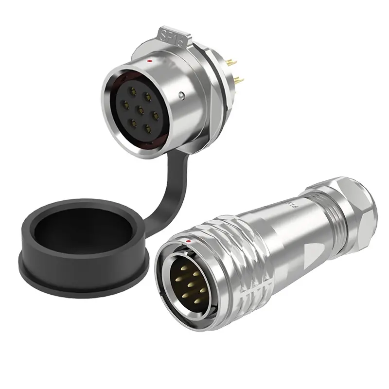 SF16 7 Pin Circular Connector Electrical Waterproof Connectors IP67 Push-Pull All Metal