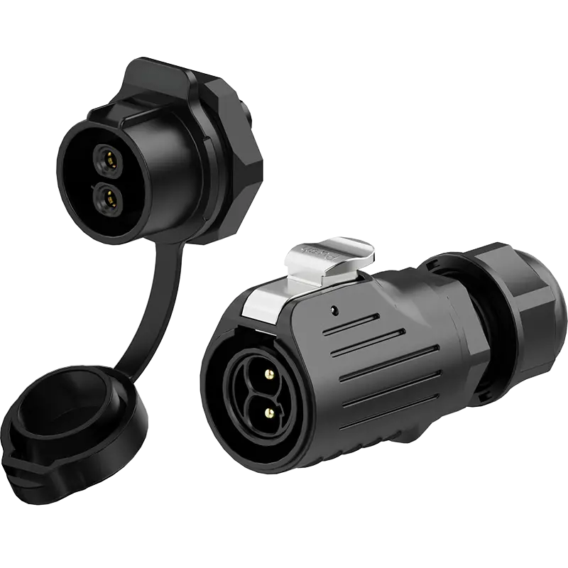 LP20 2 Pin Waterproof Connectors Crimping Type Panel Mount Connector All Plastic 30A Power