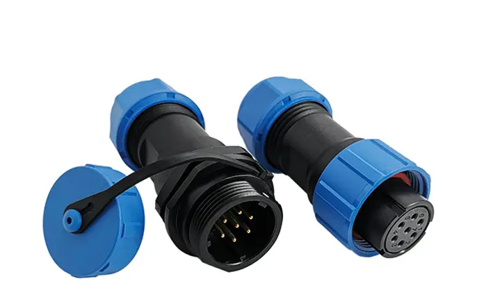SP17 7 Pin Circular Plug Socket Outdoor Cable Connector IP68 All Plastic