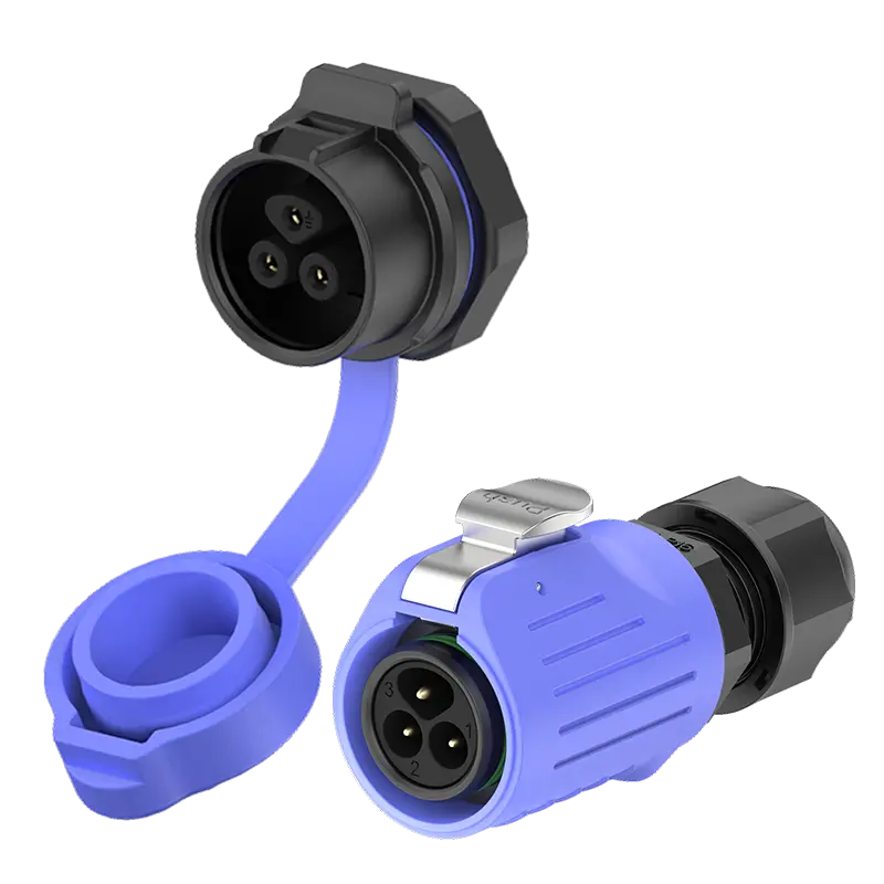 LP16 Panel Mount Blue Waterproof Plug Connectors 10A Power Aviation Plug All Plastic