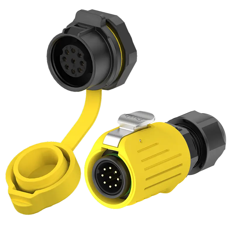 LP16 5A Power Yellow Waterproof Connector Panel 9 Pin All Plastic Reverse Mounting Aviation Plug Connector Socket