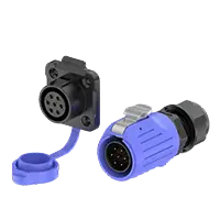 LP20 7 Pin Blue Waterproof Plug Connectors Solder Type 10A Power Panel All Plastic