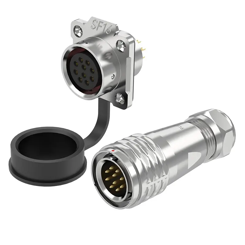 SF16 10 Pin Circular Plug Connector Automotive IP67 Push-Pull All Metal