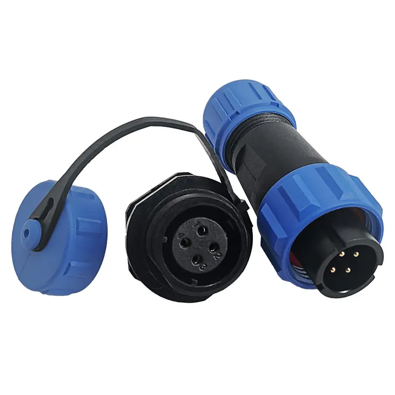 SP13 4 Pin Circular Plug Socket Panel Mount Power Connector IP68 All Plastic