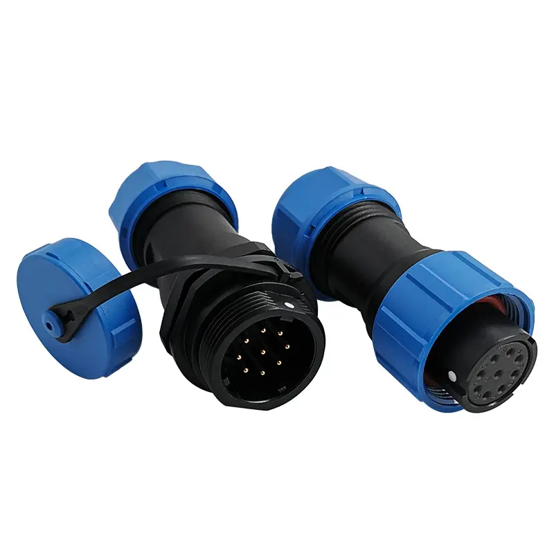 SP17 9 Pin Circular Plug Socket Outdoor Cable Connector IP68 All Plastic
