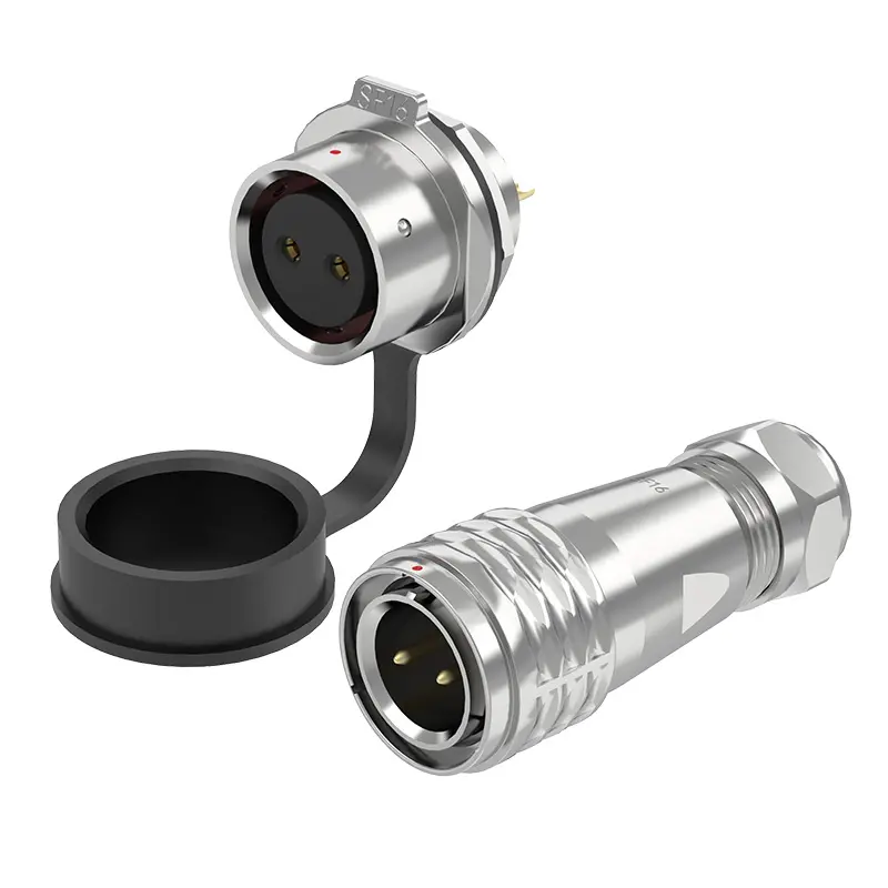 SF16 2 Pin Standard Circular Connector Waterproof Wire Connectors IP67 Push-Pull All Metal