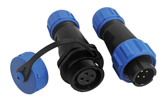 SP13 4 Pin Circular Plug Connector Outdoor Cable Connector IP68 All Plastic