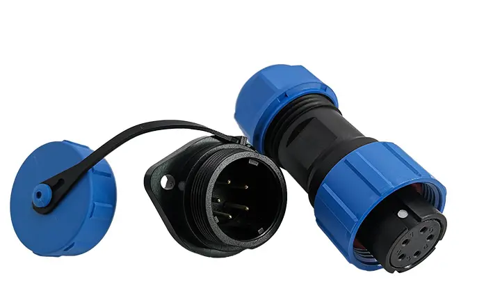 SP17 5 Pin Circular Plastic Wire Connector Flange Outdoor Cable Connector IP68