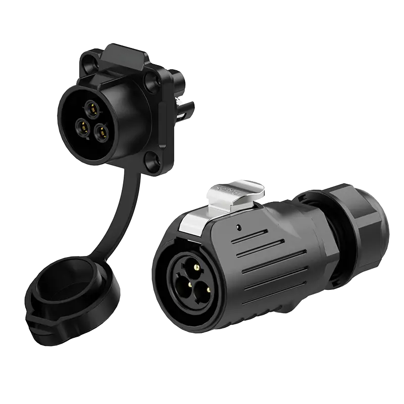 LP20 3Pin Crimping Type Outdoor Waterproof Wire Connectors 25A Power Flange All Plastic