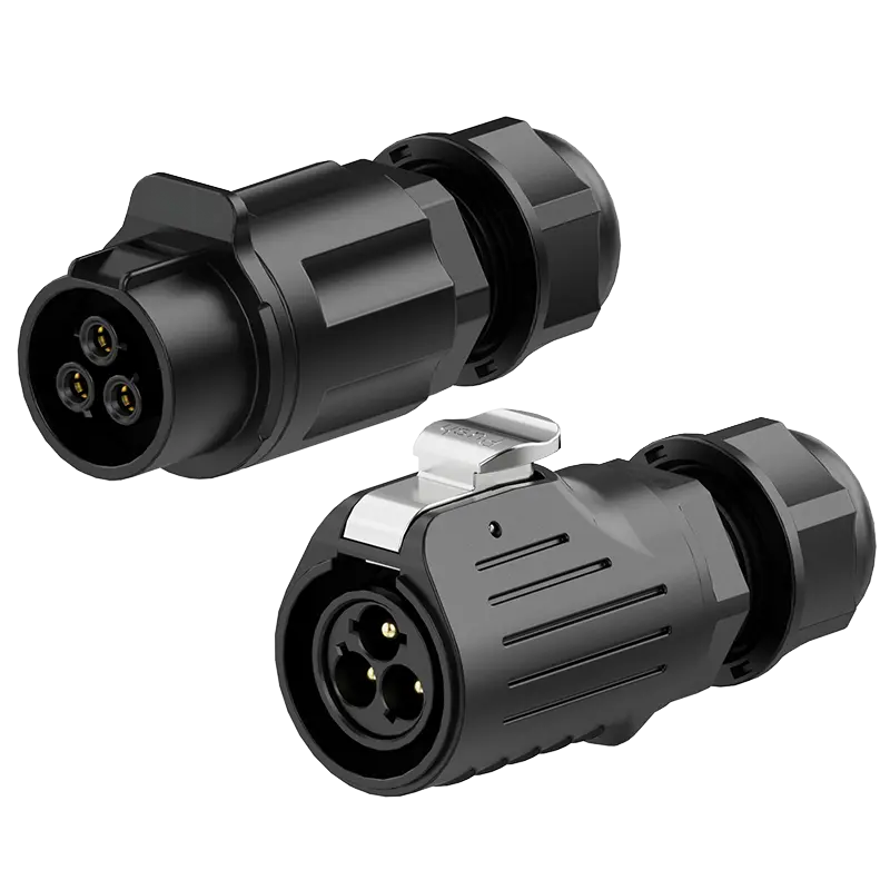 LP20 3Pin Crimping Type Waterproof Plug Connectors Wire to Wire Circular Connector 25A Power All Plastic