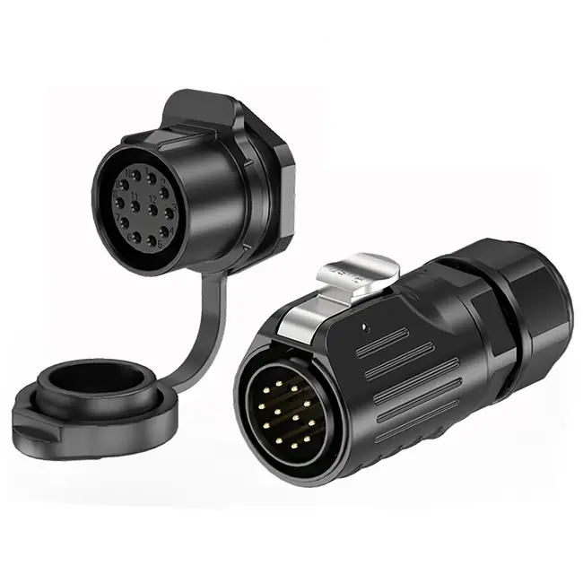 LP24 Industrial Waterproof Connector Panel 12 Pin Waterproof Aviation Connector Cable Plug Solder Type All Plastic