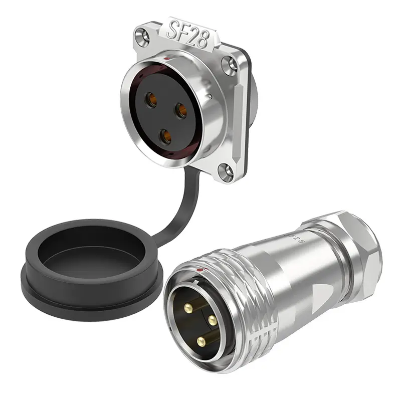 SF28 3 Pin Standard Circular Connector Waterproof Wire Connectors IP67 Push-Pull All Metal