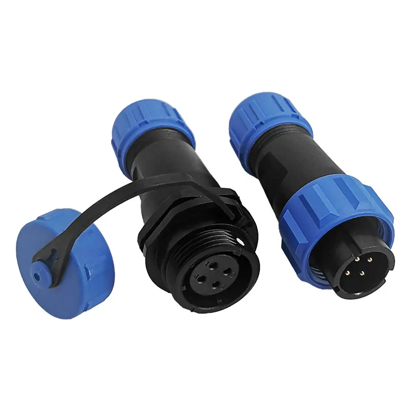 SP13 4 Pin Circular Plug Connector Outdoor Cable Connector IP68 All Plastic