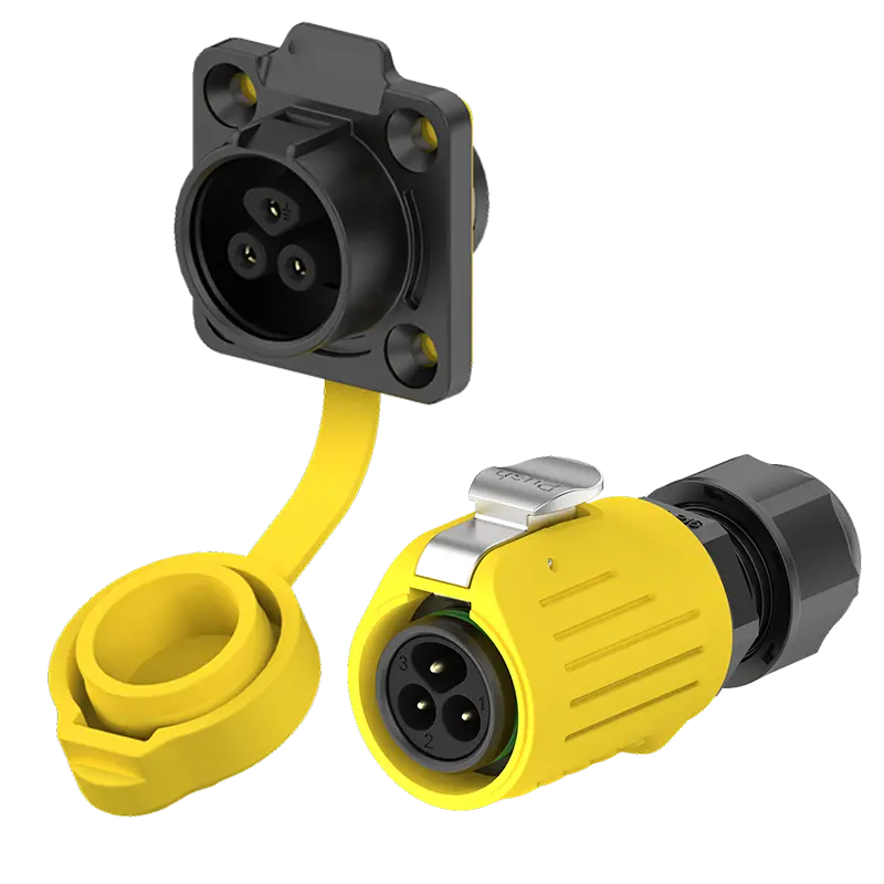LP16 3 Pin Flange Yellow 10A Power Outdoor Waterproof Wire Connectors