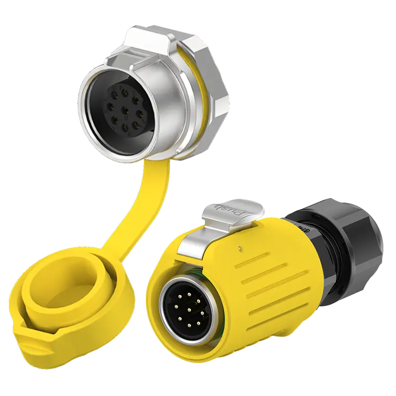 LP16 5A Power Yellow Waterproof Connector Panel 9 Pin Metal + Plastic Reverse Mounting Aviation Plug Connector