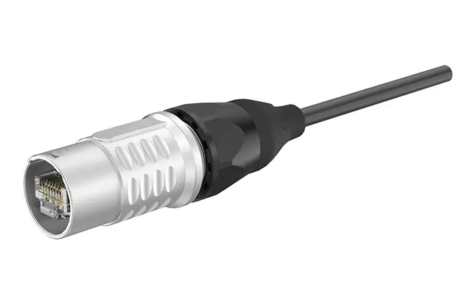 ER- RJ45 Flange Waterproof RJ45 Electrical Waterproof Connectors Metal Buckle Type 180° Double Plug