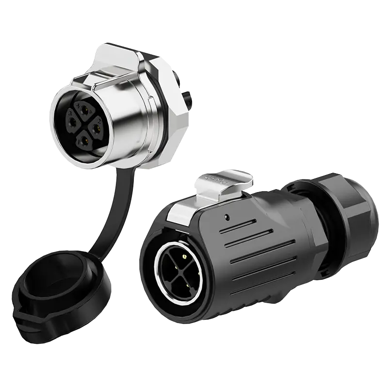 LP20 Crimping Type 4 Pin Electrical Connector 15A Power Panel Metal + Plastic Waterproof Aviation Plug