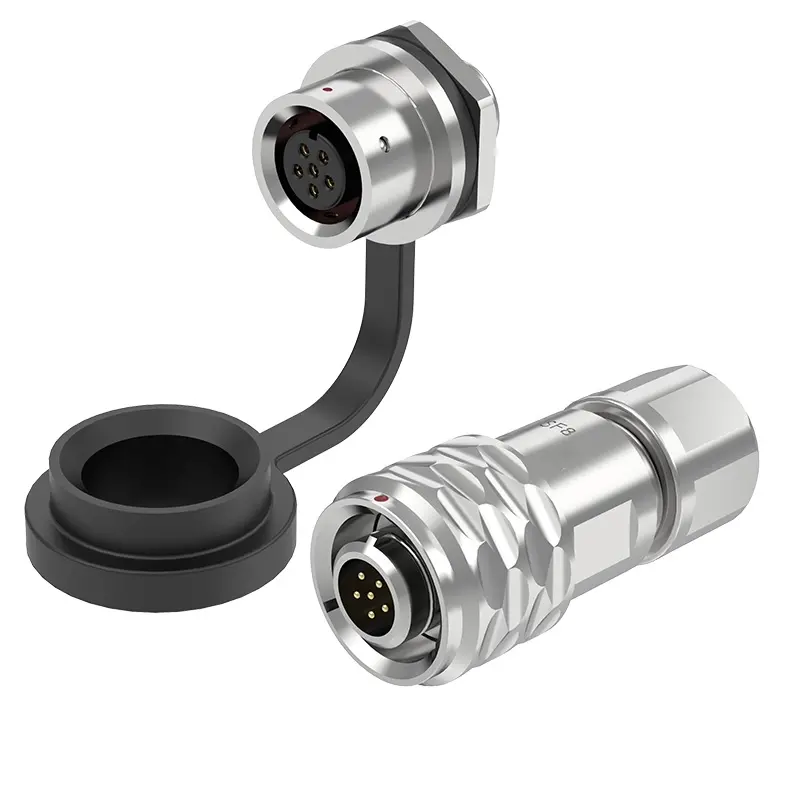 SF8 6 Pin Circular Plug Socket Panel Mount Connector IP67 Push-Pull All Metal