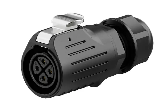 LP20 4Pin Crimping Type Outdoor Waterproof Electrical Wire Connector 15A Power Flange All Plastic