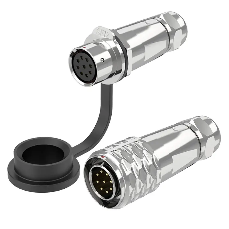 SF12 9 Pin Circular Plug Connector IP67 Push-Pull All Metal
