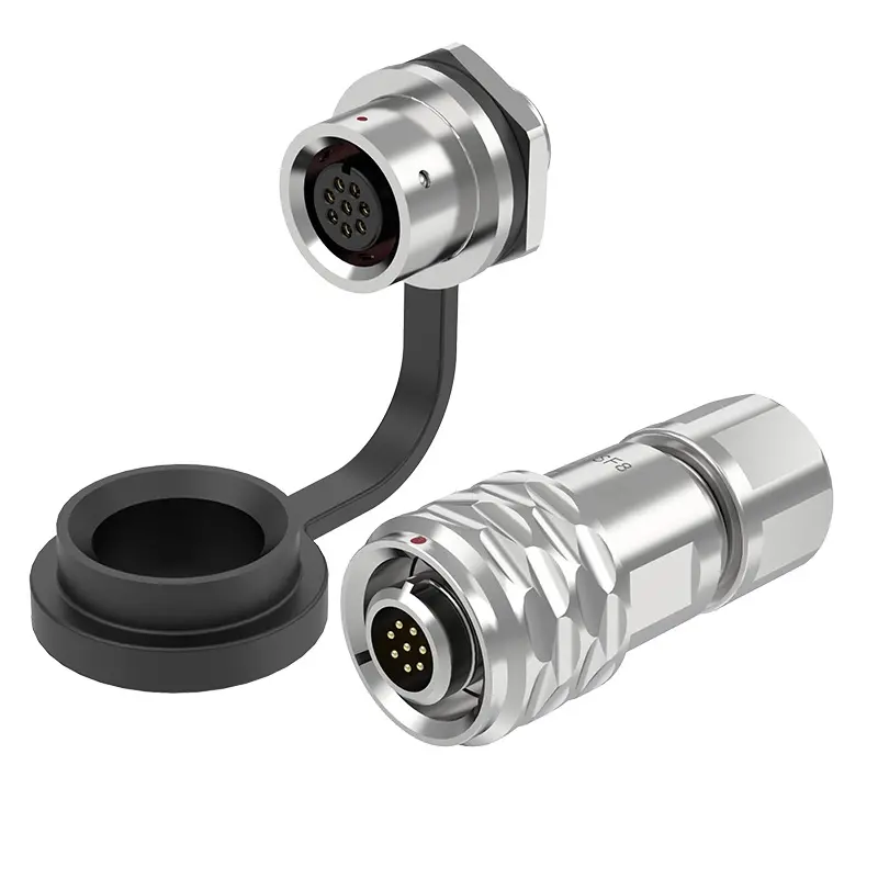 SF8 8 Pin Circular Plug Socket Panel Mount Connector IP67 Push-Pull All Metal