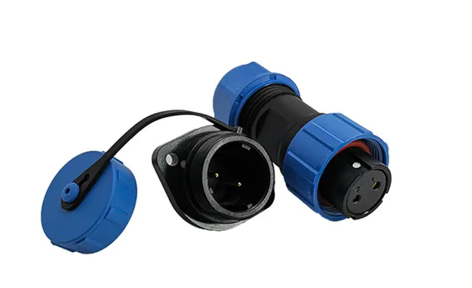 SP17 2 Pin Circular Plastic Wire Connector Flange Outdoor Cable Connector IP68