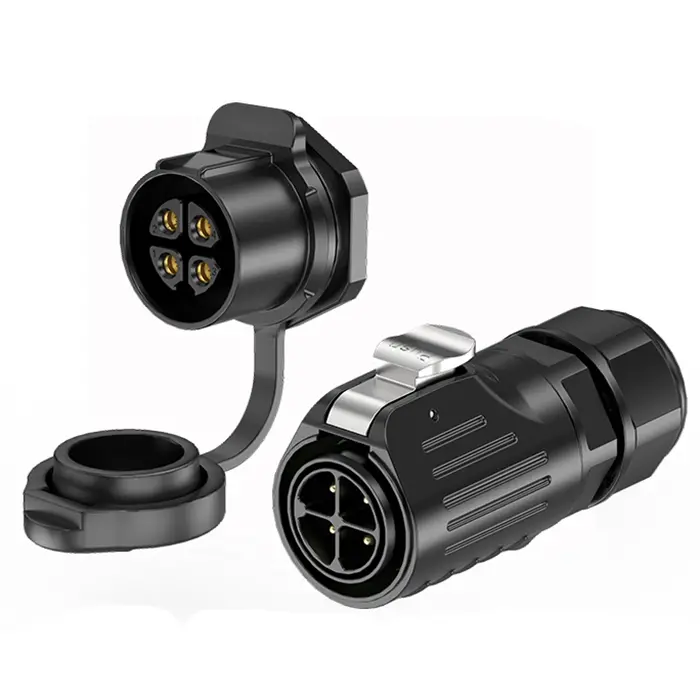 LP24 Panel Outdoor Waterproof Wire Connectors 4 Pin Aviation Connector Solder Type All Plastic