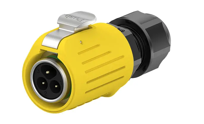 LP16 Waterproof Plug Connectors Yellow 3 Pin Panel Mount Metal + Plastic 10A Reverse Mounting