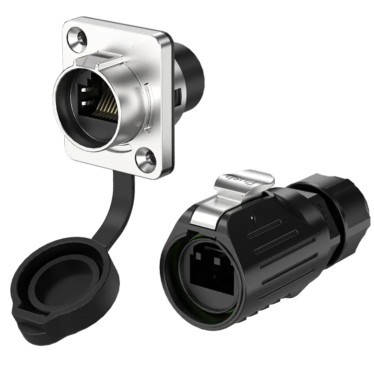 SCJ-LP16 RJ45 Flange Metal Waterproof Aviation Plug Connector High Rate Network Interface Socket