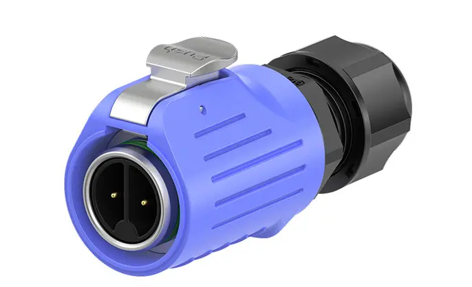LP16 Panel Mount Blue 2 Pin 10A Power Waterproof Plug and Socket Connector Plastic+Metal