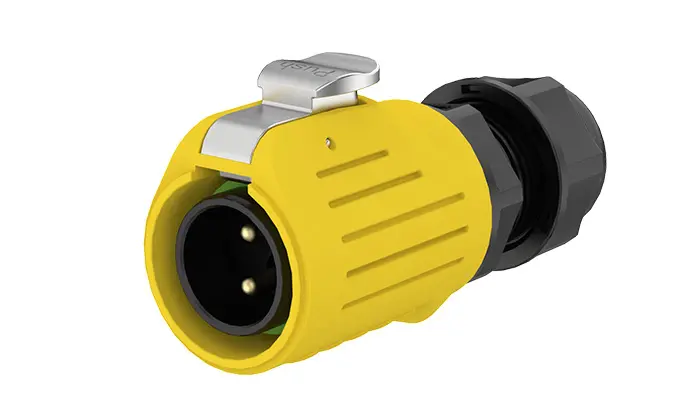 LP20 Yellow 2Pin Screw Type Waterproof Plug Connectors 20A Power Flange All Plastic