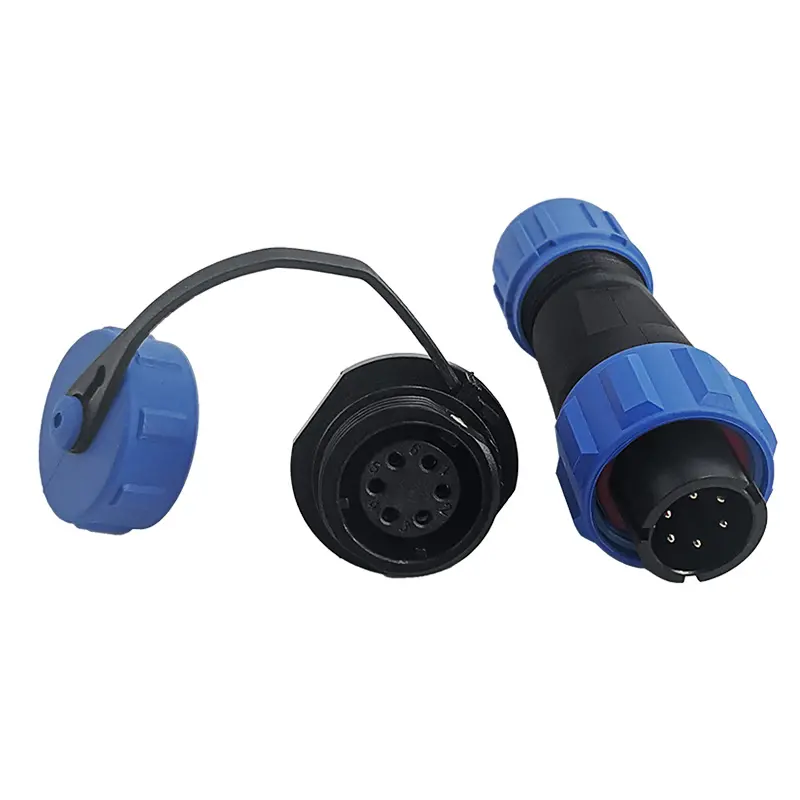 SP13 6 Pin Circular Plug Connector Panel Mount Power Connector IP68 All Plastic