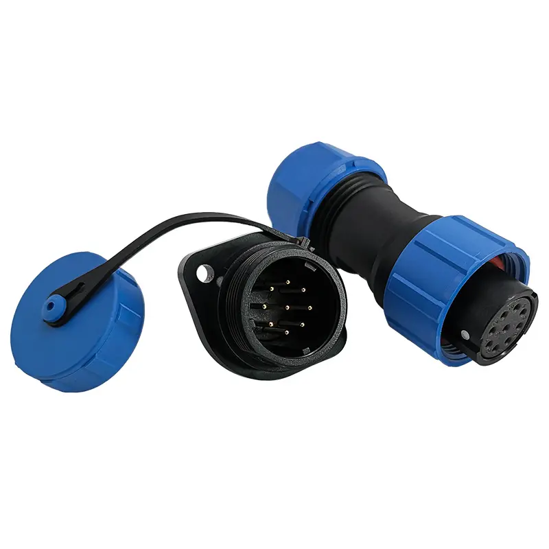 SP17 9 Pin Circular Plastic Wire Connector Flange Outdoor Cable Connector IP68