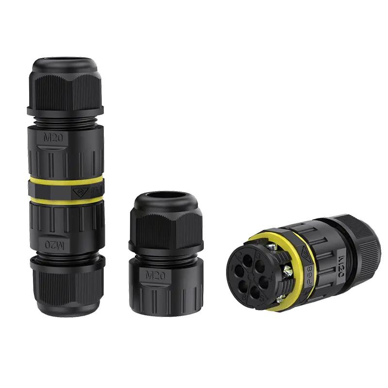 M20 IP68 Waterproof Cable Connector 6 Pin Through Type Screw Waterproof Connector