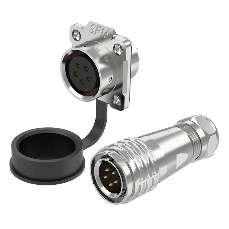 SF16 5 Pin Circular Plug Connector Automotive IP67 Push-Pull All Metal