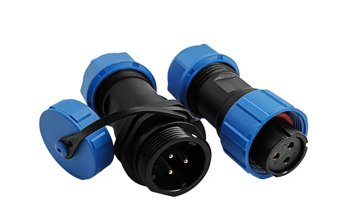 SP17 3 Pin Circular Plug Socket Outdoor Cable Connector IP68 All Plastic