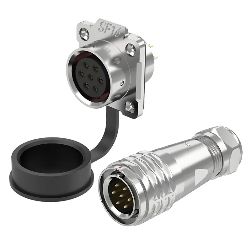 SF16 7 Pin Circular Plug Connector Automotive IP67 Push-Pull All Metal