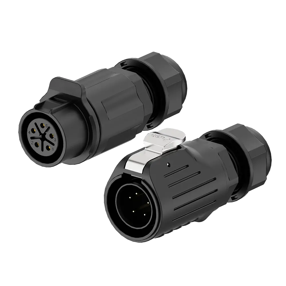 LP20 Screw Type 5 Pin Wire to Wire Waterproof Connector 10A Power All Plastic Circular Plastic Wire Connector