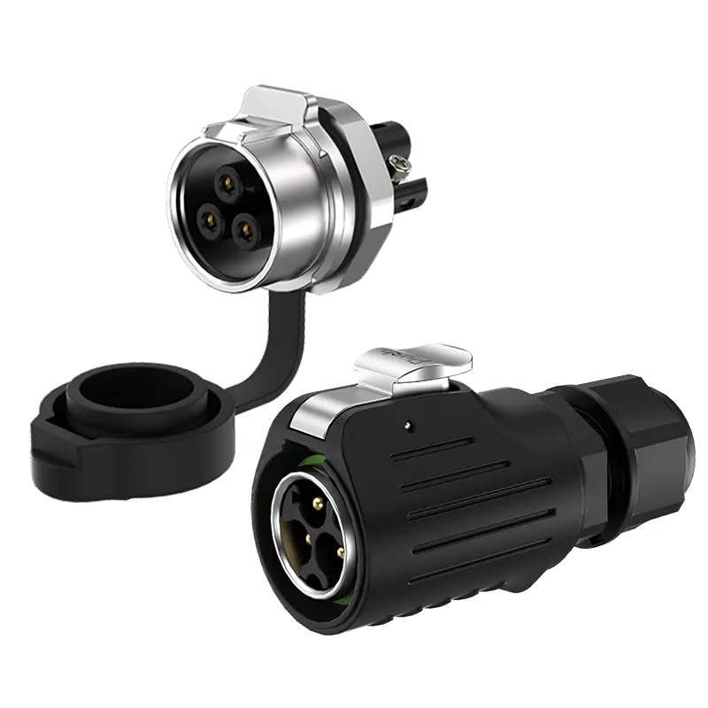 LP16 3 Pin Panel Mount Connector Metal + Plastic 10A Reverse Mounting Aviation Plug Socket Crimping Type
