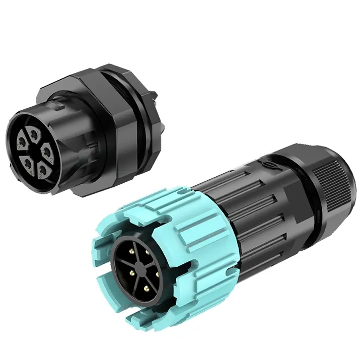 M19MP 5 Pins Waterproof Outdoor Cable Connector Front Panel Male Female Waterproof Connector
