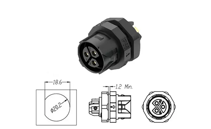 M19MP Panel Mount Waterproof Connector 3 Pin Rear Panel Cable Connector IP68 Waterproof