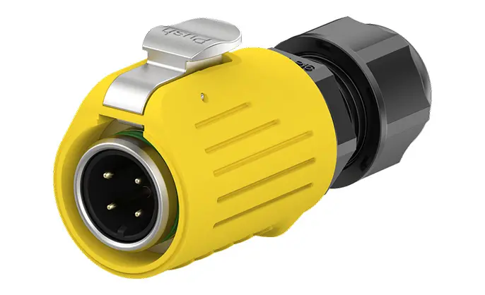 LP16 Yellow Electrical Waterproof Connectors Flange 4 Pin 10A Aviation Waterproof Connector