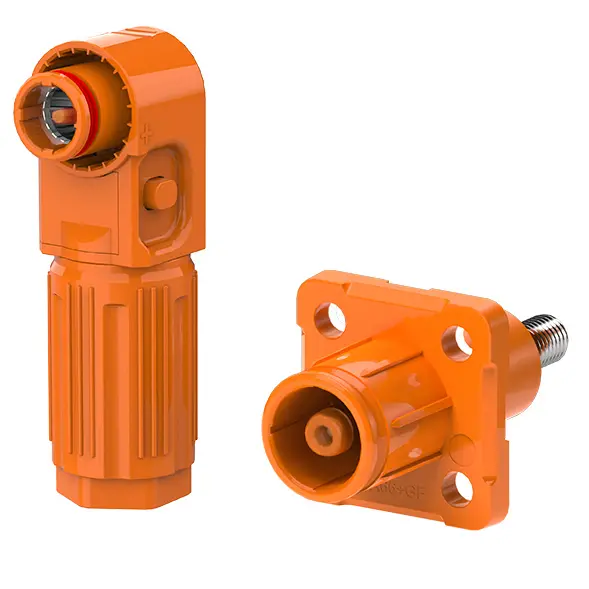 SCJ Stud Type Connectors for Battery Energy Storage System Orange Positive IP67 Waterproof 350A Non-Rotatable Energy Storage Connector