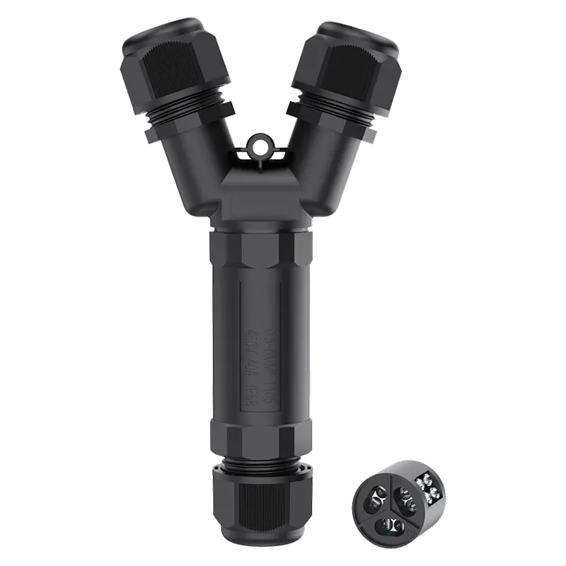 M25Y 3 Pin 3 Way Waterproof Cable Connector Outdoor Electrical Cable Connectors Three-Way (Twin Inner Core)