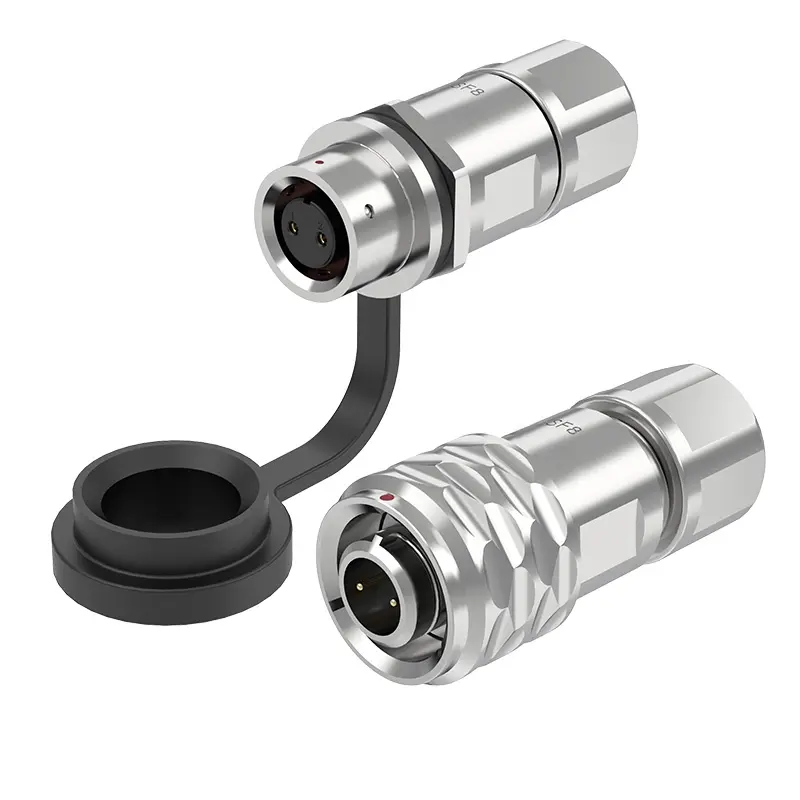 SF8 2 Pin Circular Plug Connector Industrial Waterproof Connector IP67 Push-Pull All Metal