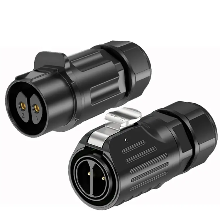 LP24 Waterproof Aviation Connector Cable Plug 2 Pin Circular Connector Solder Type All Plastic