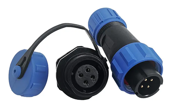 SP13 4 Pin Circular Plug Socket Panel Mount Power Connector IP68 All Plastic